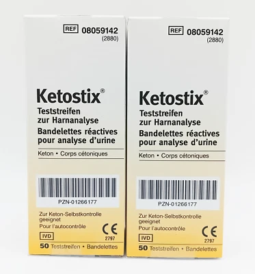 Ketostix Test Strips - Box of 50 x2 - Ketone Testing Strips