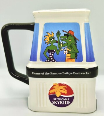 Baileys Bushwacker St Thomas Skyride Paradise Point USVI Coffee Tea Mug Cartoon