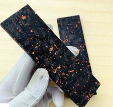 New2Pcs Black Carbon Fiber Marbled Copper Resin Knife Handle MaterialScalesBlank