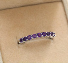 Genuine Amethyst Half Eternity Band Purple Gemstone Band Promise Unique BandGift
