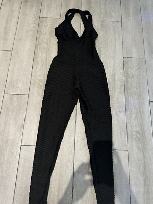 Fashion Nova Black Stretchy Catsuit Bodysuit size M