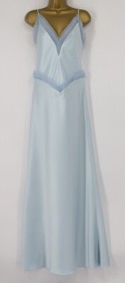 Mach & Mach Lotusblumen Seidenkleid Damen himmelblau Maxikleid UK 6 UVP £1400 AD