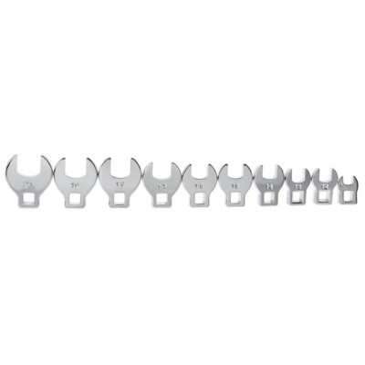 Performance Tool W452 10-Piece Metric Open End Crowfoot Wrench Set,Silver