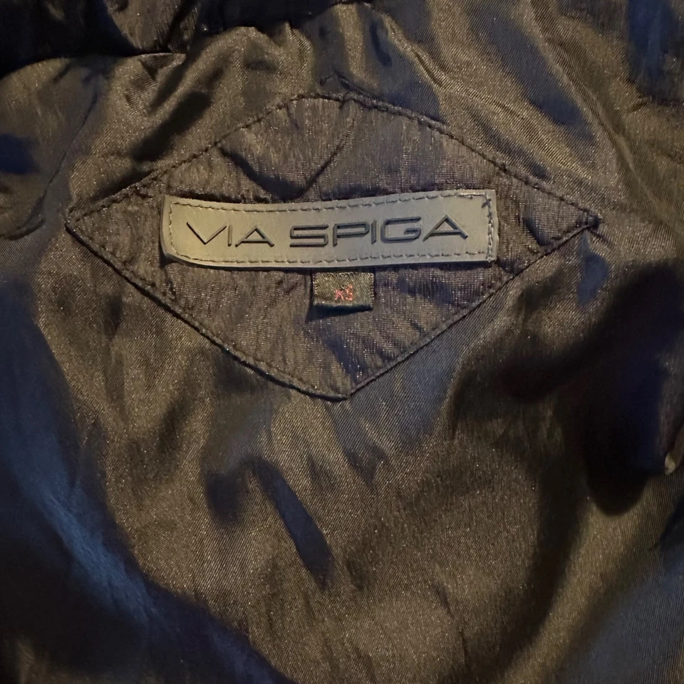 Abrigo Via Spiga gris con capucha ribete de piel relleno talla XS Foto 3 de 4