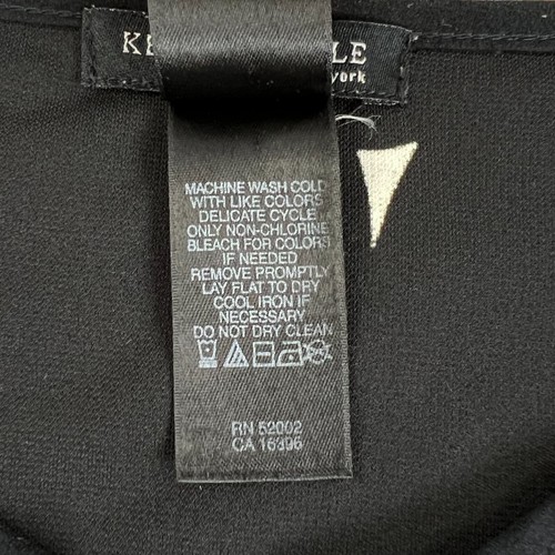 KENNETH COLE NEW YORK Black White Flare Sleeve Notch V-Neck Short A-Line Dress L - Picture 9 of 16