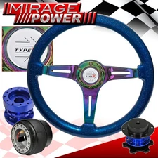 Blue Quick Release + Extender + Neo Chrome Blue Steering Wheel For 90-93 Accord