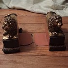 Vintage Gold Lion Metal Bookends Pair, 3D Effect, Black Rectangular Base — photo 3