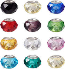 100Pc Faceted Handmade Glass European Beads Rondelle Crystal Large Hole Loose Sp