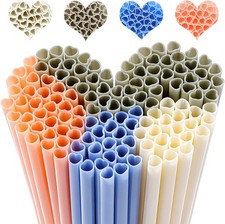100 Pieces Valentine Heart Shaped Straws, Cute Disposable Pink Plastic Straws