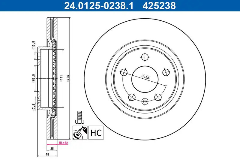 Disque De Frein Ate 24.01250238.1 Volvo - Image 2