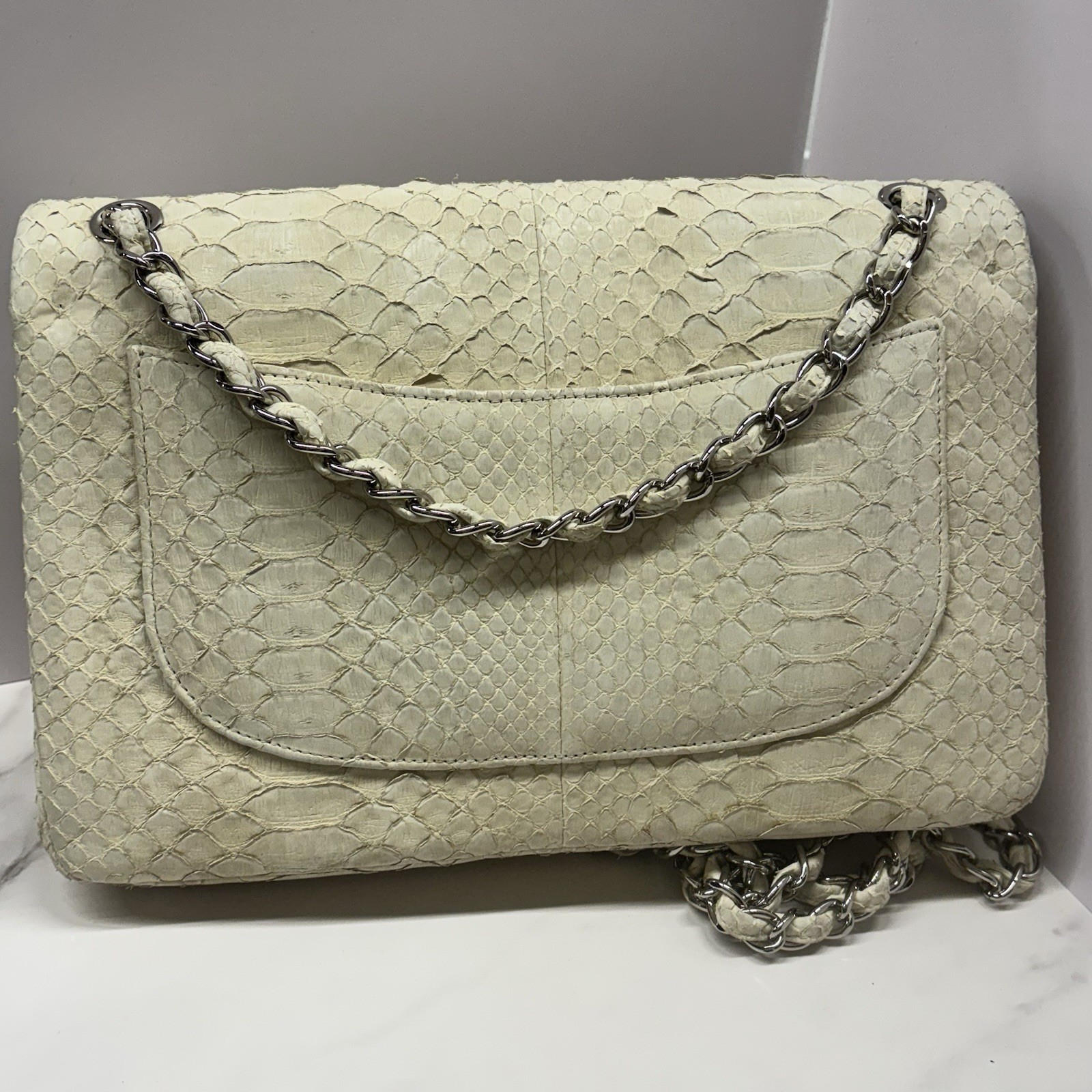 Authentic Chanel  Python Leather Crossbody Bag- I… - image 5