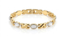 Women's Magnetic Bracelet White for Magnet Therapy Bracelets Pain Relief 7.5"