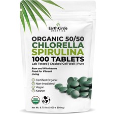 Organic Chlorella/Spirulina Tablets 1000 Count 50/50 Vegan Kosher