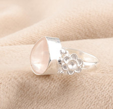 Rose Quartz Gemstone 925 Sterling Silver Handmade Jewelry Ring Gift For Women
