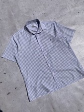 Yves Saint Laurent YSL Pour Homme Purple Check Shirt Mens Short Sleeve Logo