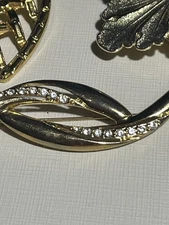 Estate Gold Tone Two Brooches  and One Textured Scarf Clip- All Pretty