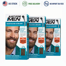 Just For Men Mustache  Beard Color M-40 Medium Dark Brown Gray Hair 3 Pack
