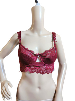 Varsbaby sexy lace bra 36C, deep burgundy. UK 36C is the same as US 36C. Pushup.