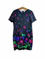 Vintage Liz Claiborne Dress Silk Floral Cottage Sheath Fairy Artsy Lined 12