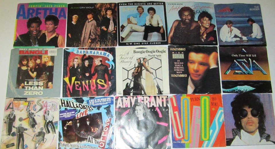 Lot of 100 45 rpm 1980 Picture Sleeves & records - Rock Soul Disco -Dance  Metal - Image 3 of 4