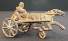 Vintage Cast Iron Metal Horse Drawn Jockey and Sulky - Unbranded