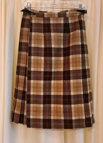 Laird-Portch Men's Side 26 Kilt 100% Wool Brown/Beige/Orange Plaid