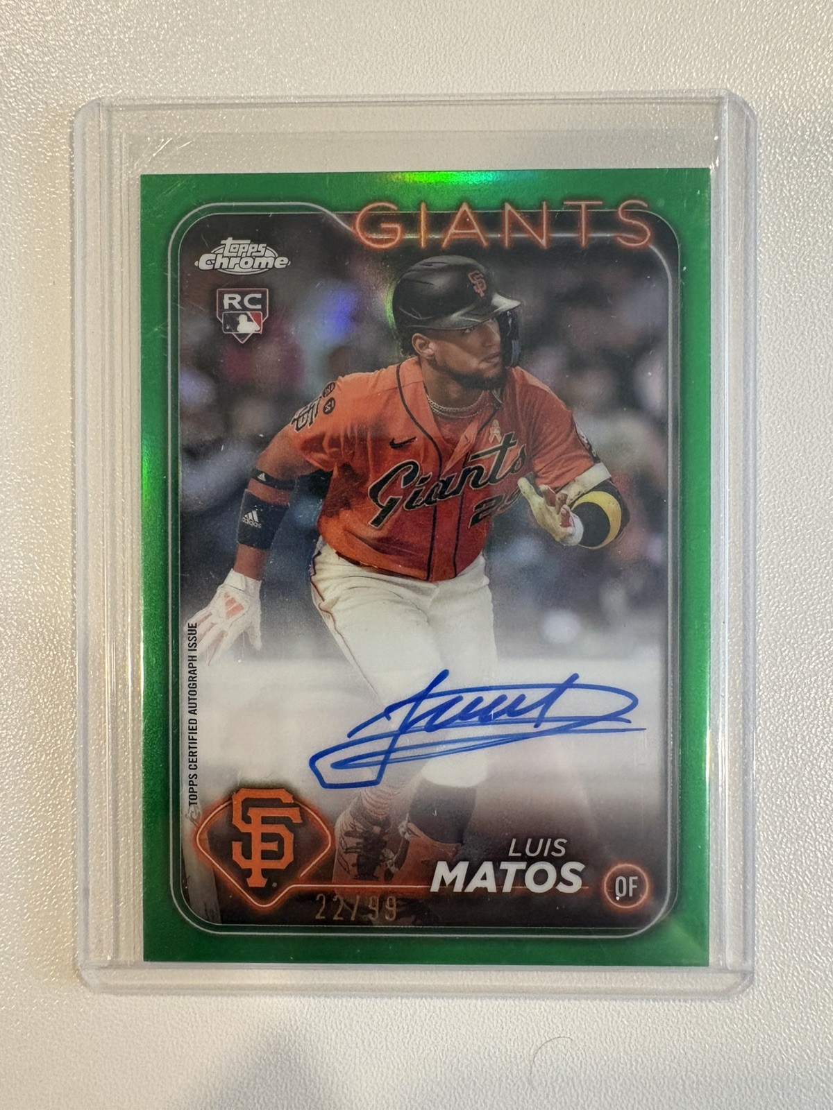 2024 Topps Chrome Rookie Green Refractor /99 Luis Matos #RA-LM Auto RC 17iv