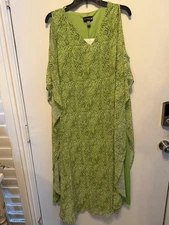 Antthony Designs Originals Cold Shoulder Dress Chiffon Overlay Green Apple Women