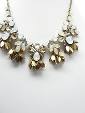 Collana girocollo firmata loft visone trasparente opalescente strass tono oro vintage