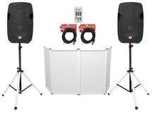 2 Rockville SPGN108 10" 800w DJ PA Speakers Stands w/LED's Remote Cables Facade