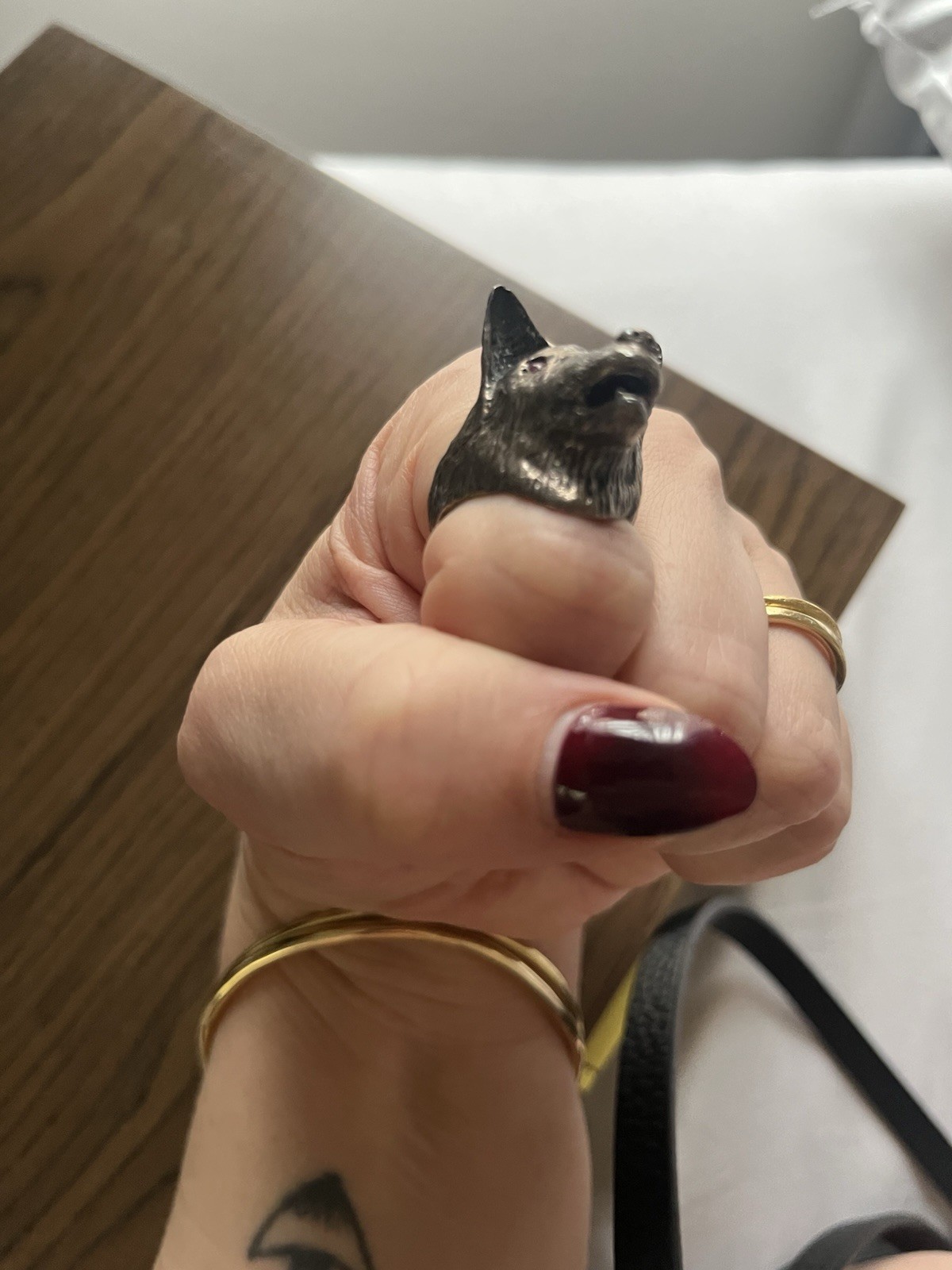 Sterling Silver Wolf Ring With Ruby Eyes - image 16