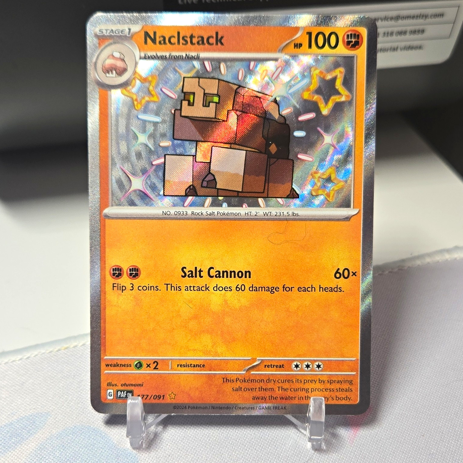 Naclstack 177/091 SV: Paldean Fates Holo Shiny Rare 100 HP English PTCG