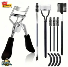 11-in-1 Eyelash Grooming Kit with Curler, Comb, Wand & 4 Silicone Pads