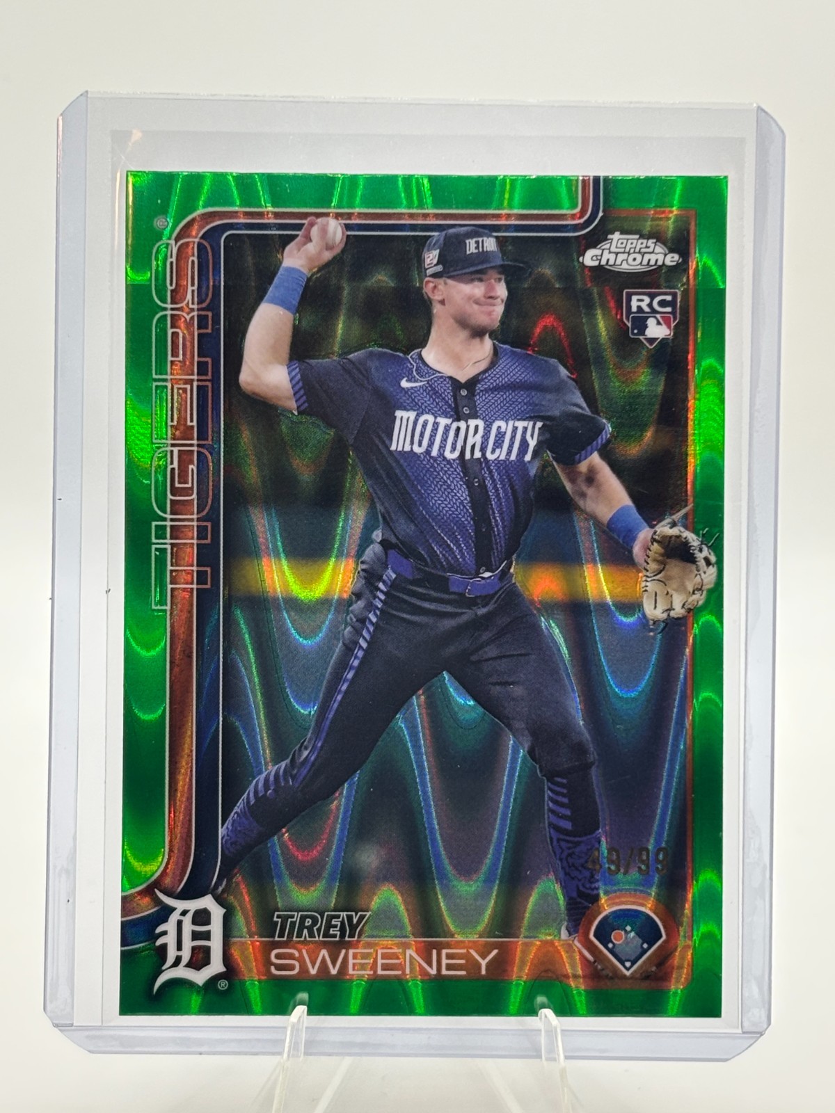 2025 Topps Chrome Trey Sweeney #6 Green Lava Refractor Rookie /99 RC Tigers