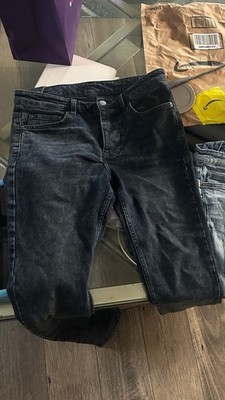Ksubi Men's Black Charcoal Wash Skinny Slim Denim Jeans Patch 5-Pocket