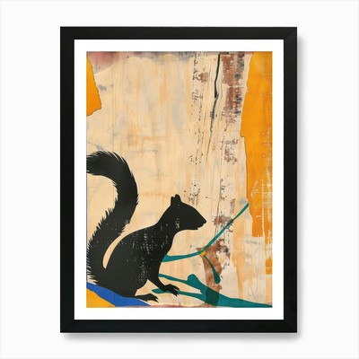 Eichhörnchen 3 ausgeschnittene Collagen Kunstdruck gerahmtes Wandbild Poster Leinwanddruck Bild