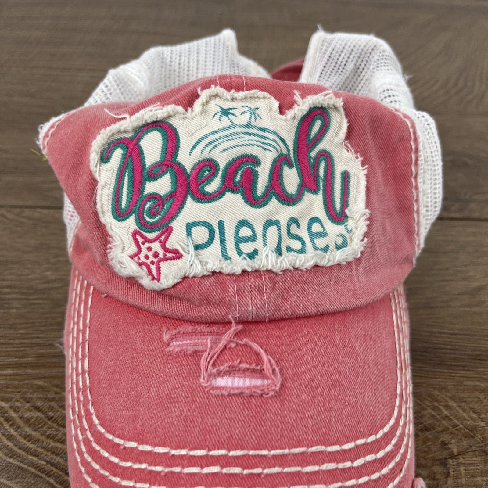 Beach Please Hat Beach Hat Red Adjustable Hat Red… - image 7