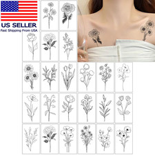 30 Sheets Temporary Tattoos for Women Adults Kids, Tiny Branch Flowers Fake Tatt