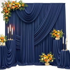 Navy Blue Wrinkle Free Backdrop Curtains 2 Panels 10x15ft Photo Drapes