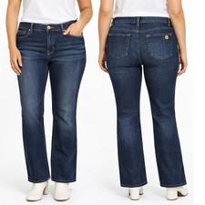 Michael Kors Womens Dark Wash Bootcut Jeans Gold MK Logo Medallion Size 10S