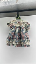 Girls Floral Plaid Ruffle Lace Dress Cottagecore Prairie Party 18 Months