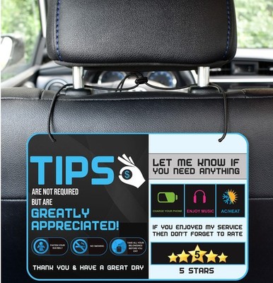 Five Star Accessories Rider-Share Sign for Driver - 5 Stars Tips Taxi Rating ...