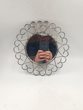 Miroir Soleil Ancien Fer Forgé en Arabesques Années 60 70 Sorcière Vintage