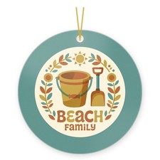 Beach Family Ornament for Coastal Christmas Vacations - Printed in USA