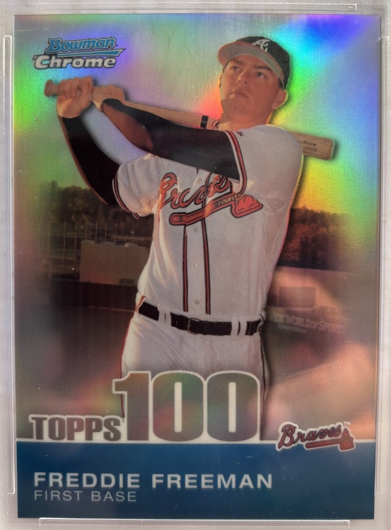 2010 BOWMAN CHROME REFRACTOR TOPPS 100 PROSPECTS FREDDIE FREEMAN #TPC24 PSA MT 9 view 2