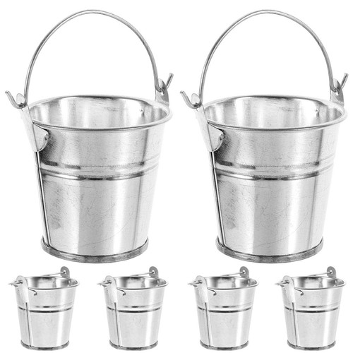 6Pcs Mini Metal Buckets Ice Buckets with Handles Iron Chip Fry Serving Buckets - Zdjęcie 7 z 12
