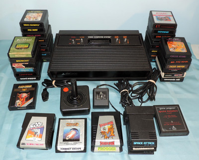 Atari 2600 System Bundle with Console ~ 38 Games ~ Power Supply ~ Tested