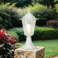 Sockelleuchte AußEn IP44 Weiß E27 48Cm Rustikal Aluminium Glas Wegeleuchte Lampe