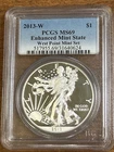 2013-W $1 American Silver Eagle NGC MS69 Enhanced Unc from West Point Mint Set