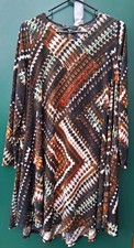 Karen Kane Geometric Knit A-Line Dress Multicolor Knee Length Sz M Made in USA